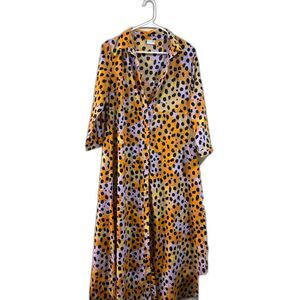Pieces Maternity Dress Women's Size Medium Orange Purple Animal Print Maximalist